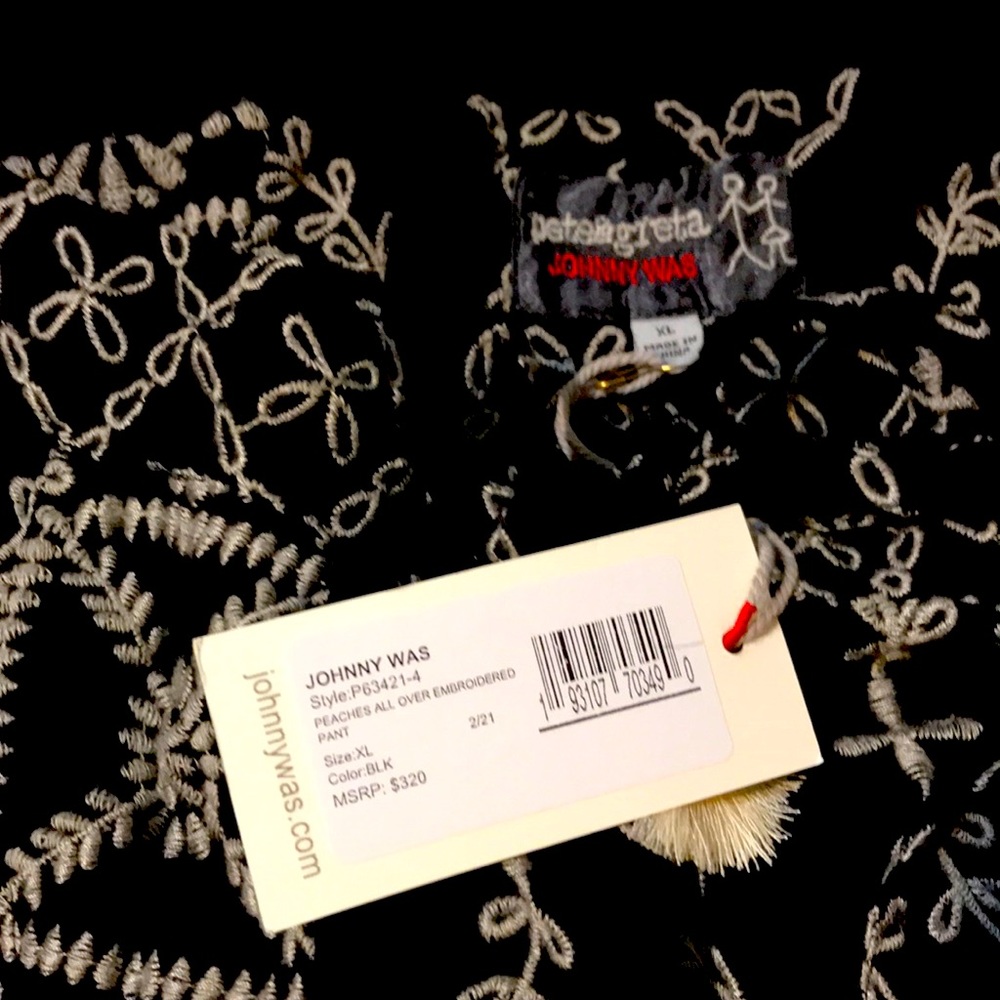 Embroidered pants by Pete and Greta Johnny Was.